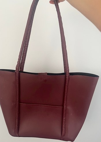 Bordo Deri Kadın Çanta - Görsel 2
