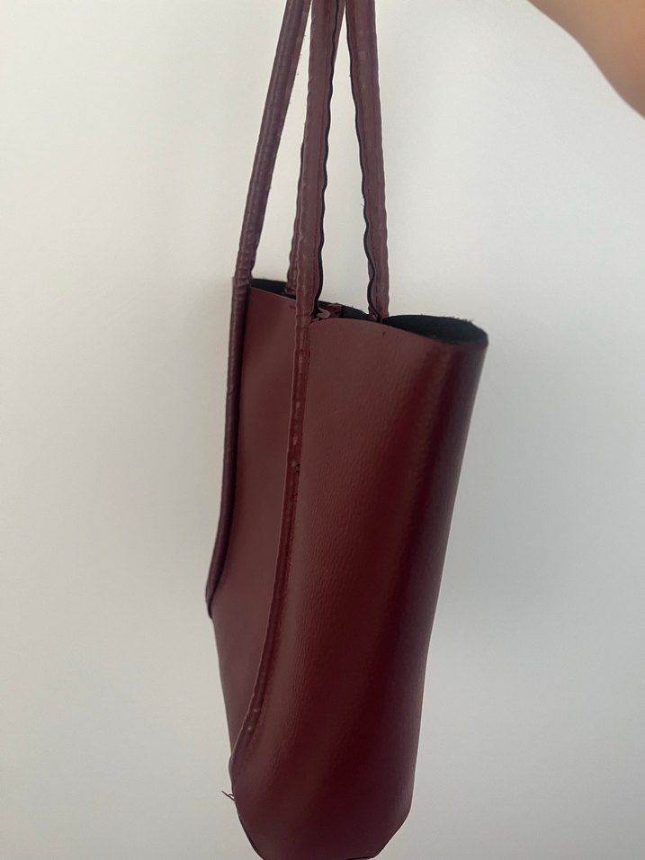Bordo Deri Kadın Çanta - Görsel 3