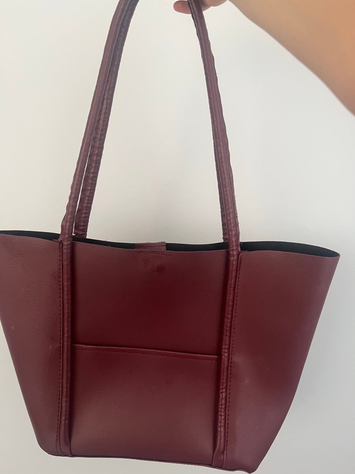 Bordo Deri Kadın Çanta - Görsel 2
