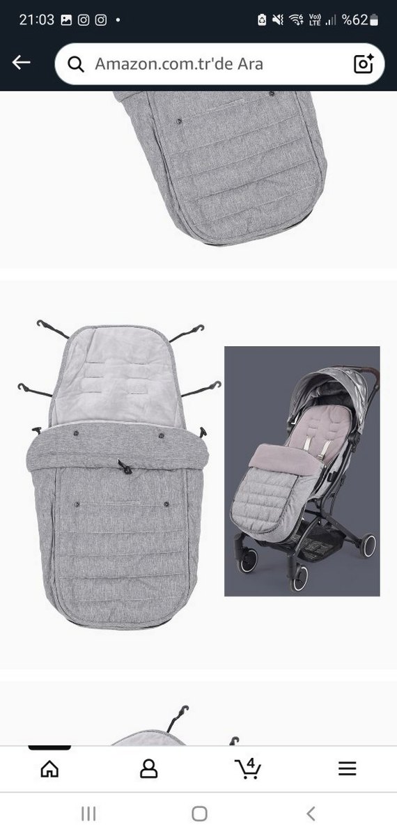 Gri Bebek arabası tulumu / manşonu - Görsel 2