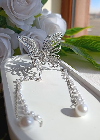 Zincir Detaylı Kelebek Saç Aksesuarı - Görsel 4