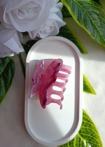 Şeffaf Pembe Kelebek Saç Tokası - Görsel 2