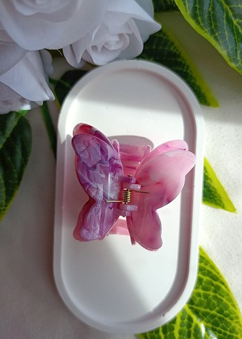 Şeffaf Pembe Kelebek Saç Tokası - Görsel 3