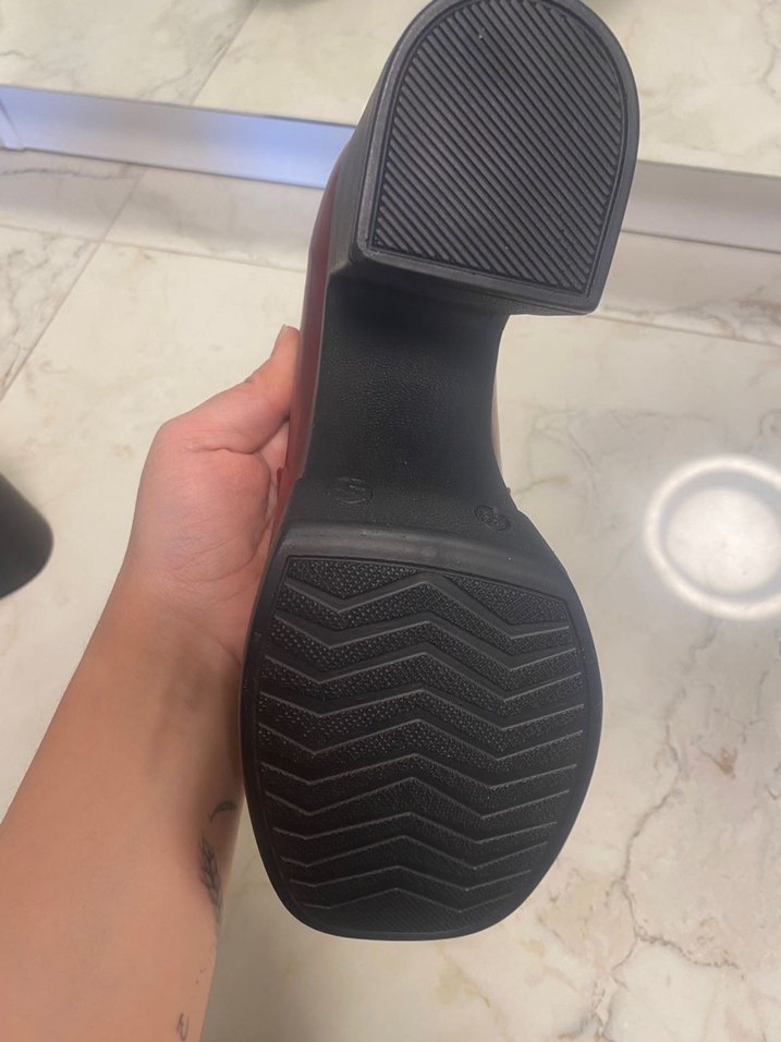 Kadın Koyu Kırmızı Platform Topuklu Loafer - Görsel 3