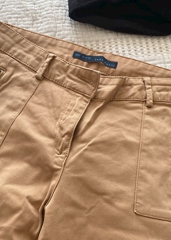 ZARA Bej Regular Fit Keten Kadın Pantolon - Görsel 2
