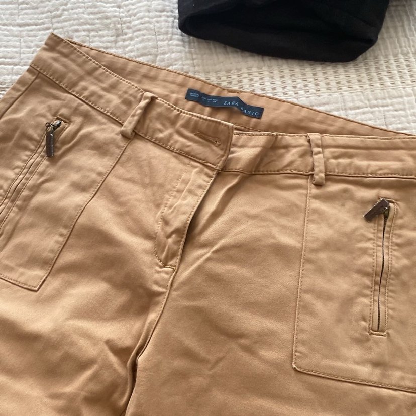 ZARA Bej Regular Fit Keten Kadın Pantolon - Görsel 2