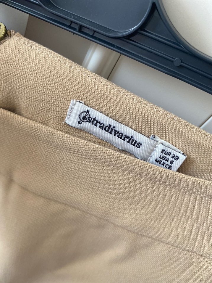 STRADIVARIUS Bej Pilili Midi Kadın Etek - Görsel 3