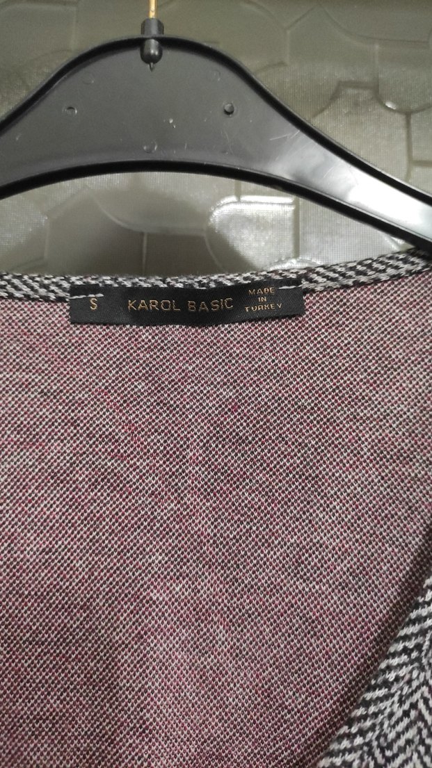 Bohem V Yaka Desenli Gri Uzun Elbise - Görsel 5