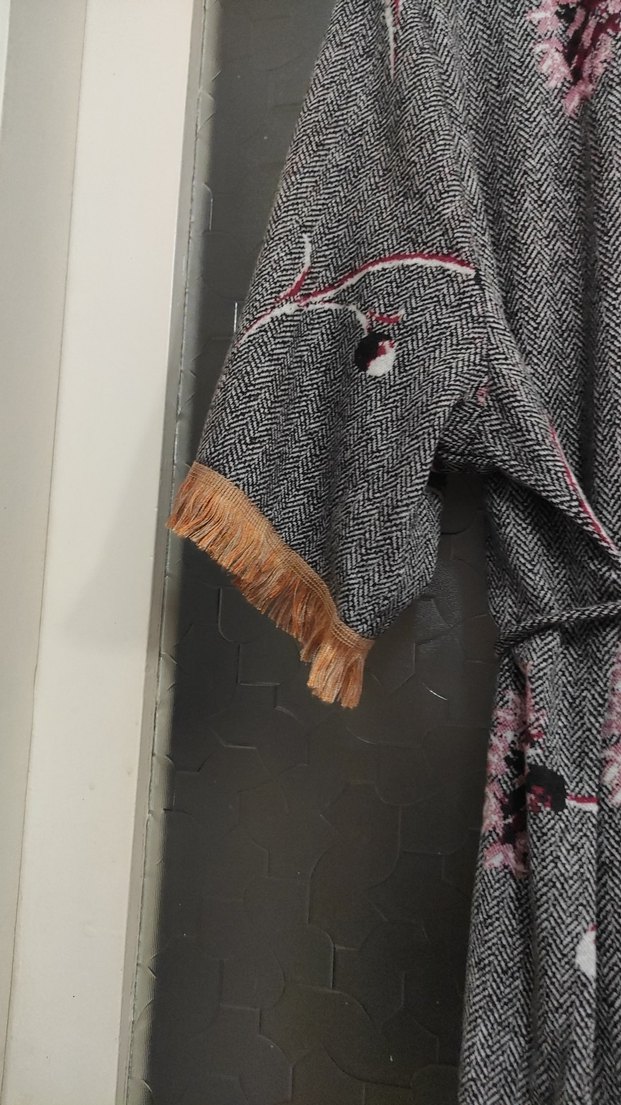 Bohem V Yaka Desenli Gri Uzun Elbise - Görsel 3