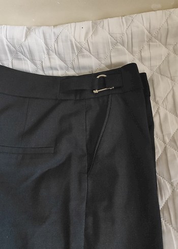 Kadın lacivert Kemerli Kumaş Pantolon - Görsel 3