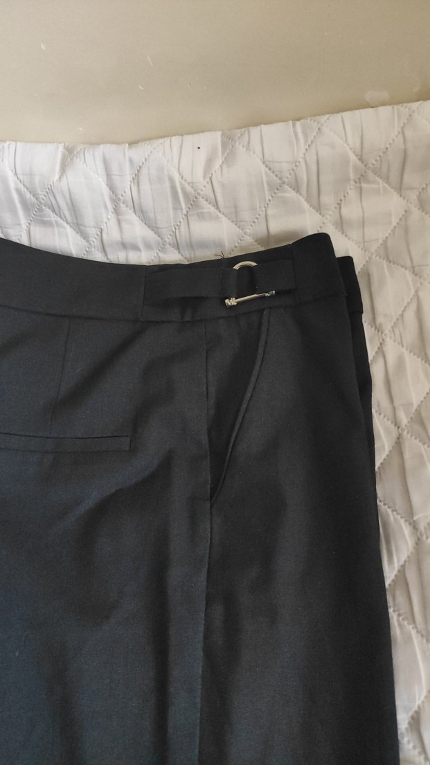 Kadın lacivert Kemerli Kumaş Pantolon - Görsel 3