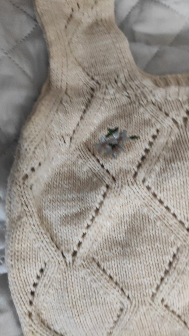 Nakışlı Bej Örgü Straplez Kadın Süveter - Görsel 3