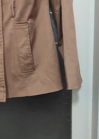 Kadın Bej Düğmeli Midi Trençkot - Görsel 8