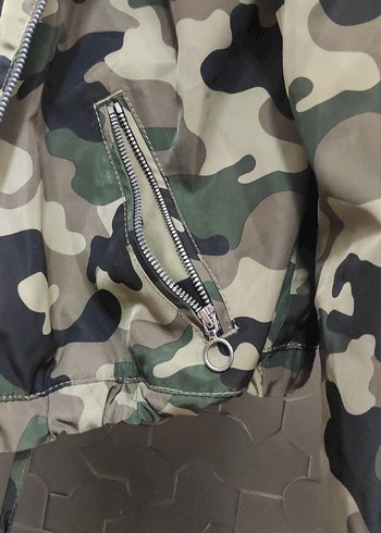 Kahverengi Kamuflaj Kemerli Kadın Ceket - Görsel 3