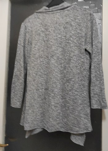 Gri Midi Kadın Hırka, Salaş ve Dökümlü - Görsel 7