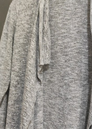 Gri Midi Kadın Hırka, Salaş ve Dökümlü - Görsel 5