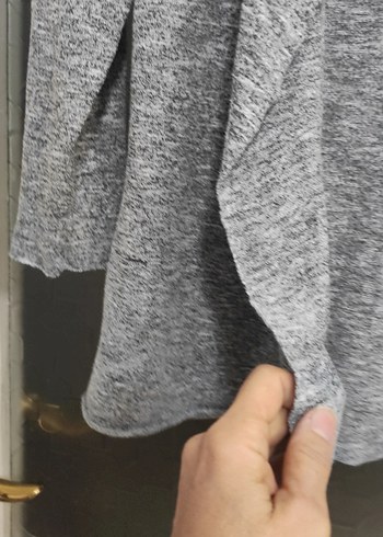 Gri Midi Kadın Hırka, Salaş ve Dökümlü - Görsel 3