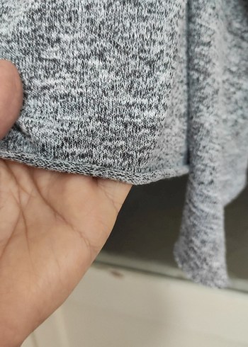 Gri Midi Kadın Hırka, Salaş ve Dökümlü - Görsel 2