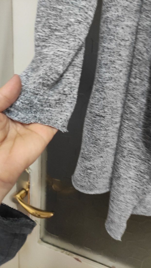 Gri Midi Kadın Hırka, Salaş ve Dökümlü - Görsel 4