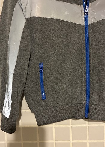 4 Yaş Beden Erkek Çocuk Gri Fermuarlı Sweatshirt Nebbati 4 yaş