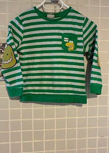 Erkek Çocuk Yeşil Çizgili Sweatshirt Waikiki 4-5 yaş triko
