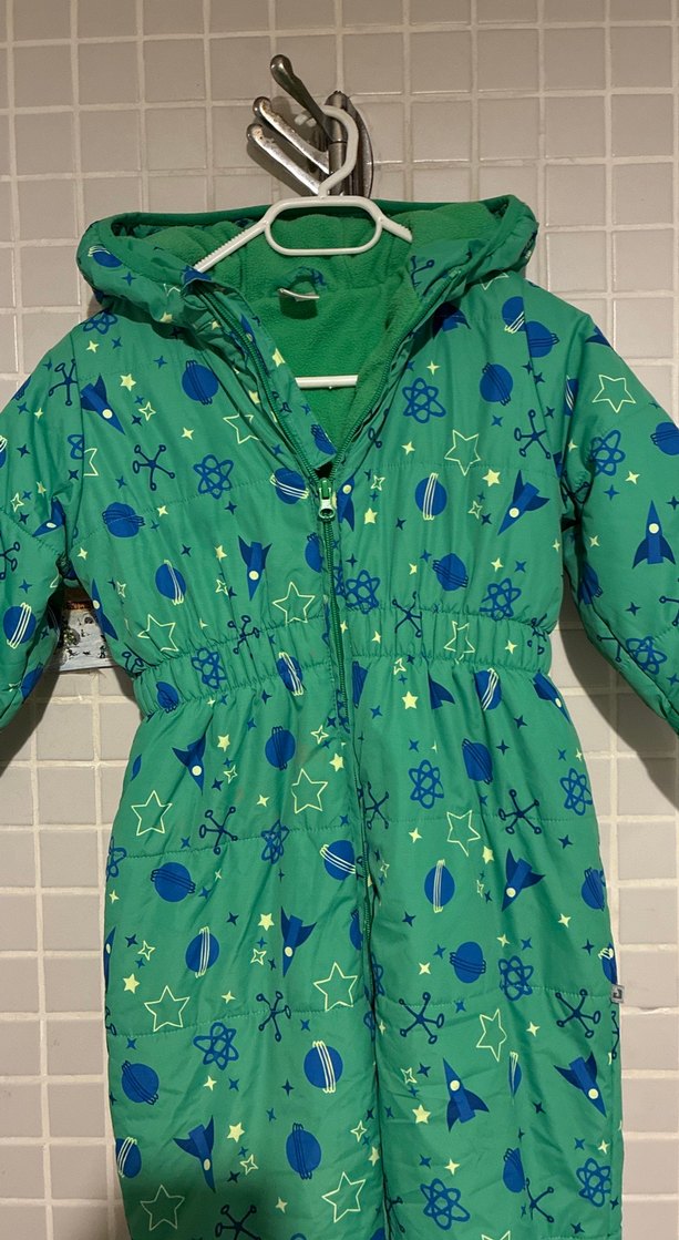 Yeşil Desenli Bebek Kayak Tulumu jegra 3 yaşyayeşil tulum - Görsel 2