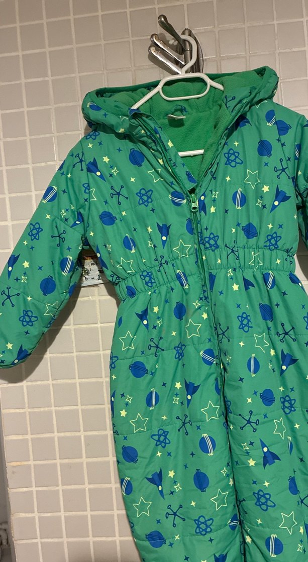 Yeşil Desenli Bebek Kayak Tulumu jegra 3 yaşyayeşil tulum - Görsel 4