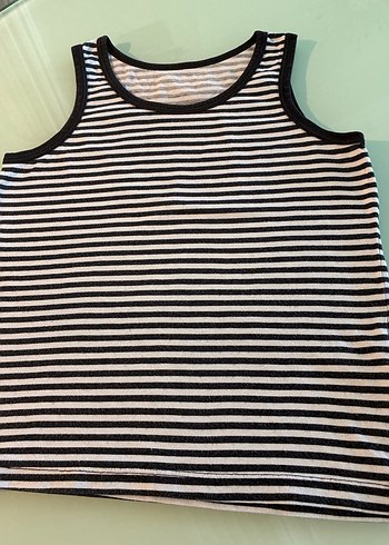 Çizgili Siyah Beyaz Çocuk Atlet penti 5-6 yaş - Görsel 2