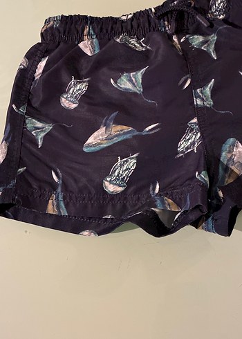 Erkek Çocuk Koyu Mavi Desenli Deniz Şortu 6-7 yaş lacivert bask - Görsel 3