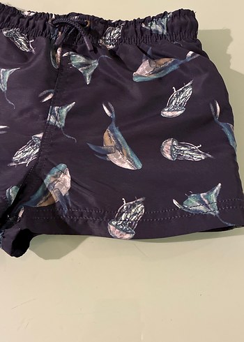 Erkek Çocuk Koyu Mavi Desenli Deniz Şortu 6-7 yaş lacivert bask - Görsel 2