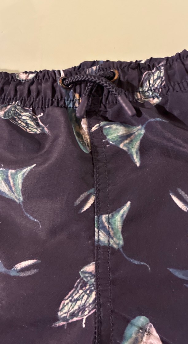 Erkek Çocuk Koyu Mavi Desenli Deniz Şortu 6-7 yaş lacivert bask - Görsel 5