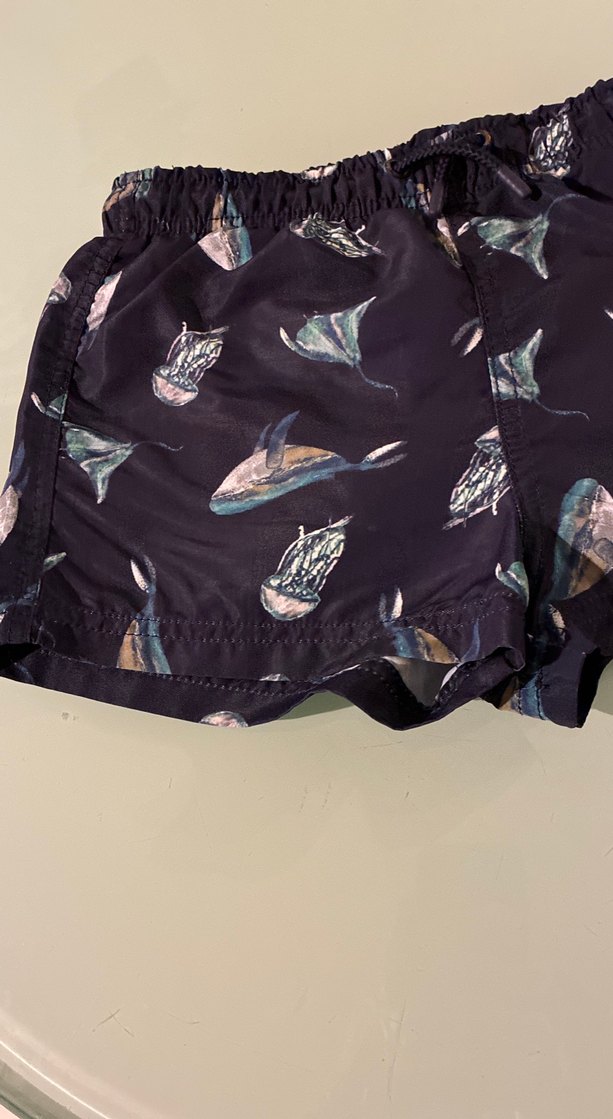 Erkek Çocuk Koyu Mavi Desenli Deniz Şortu 6-7 yaş lacivert bask - Görsel 3