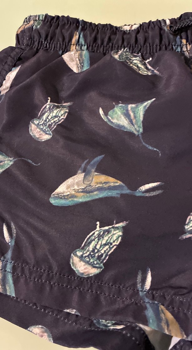 Erkek Çocuk Koyu Mavi Desenli Deniz Şortu 6-7 yaş lacivert bask - Görsel 4