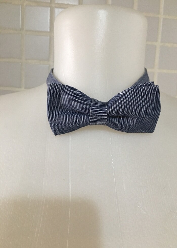 Gri kumaş çocuk papyonu - Görsel 2