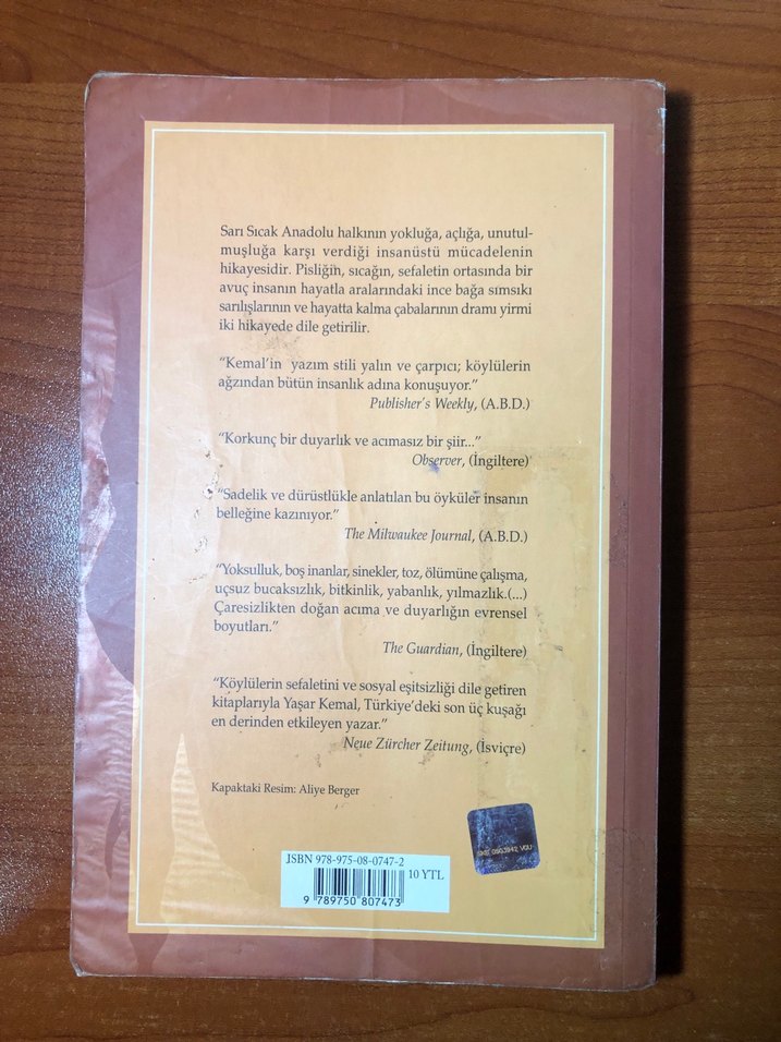 Yaşar Kemal - Sarı Sıcak Romanı - Görsel 2
