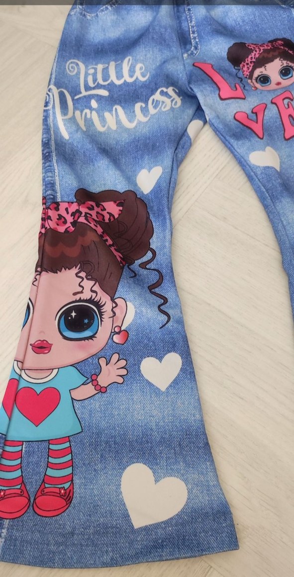 Lace Detaylı Renkli Kız Çocuk Denim Tayt - Görsel 3