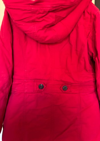 Kırmızı Fermuarlı Midi Kadın mont - Görsel 3