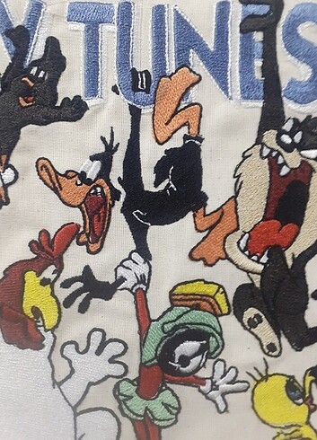  Beden ten rengi Renk Looney tunes NAKIŞLI büyük ham bez çanta