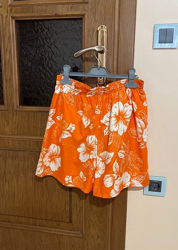 Renkli Turuncu Çiçek Desenli Erkek Mayo Şortu - Görsel 3