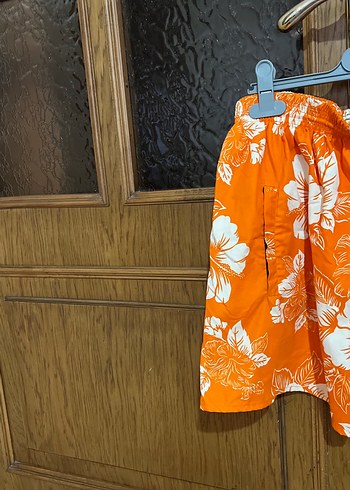 Renkli Turuncu Çiçek Desenli Erkek Mayo Şortu - Görsel 2