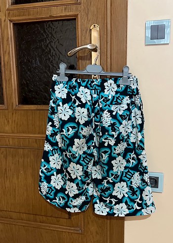 Erkek Mavi Çiçek Desenli Kısa Şort - Görsel 2