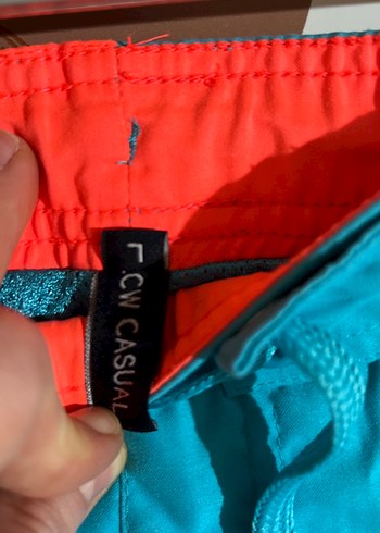 Beyaz Baskılı Mavi Erkek Mini Şort - Görsel 3