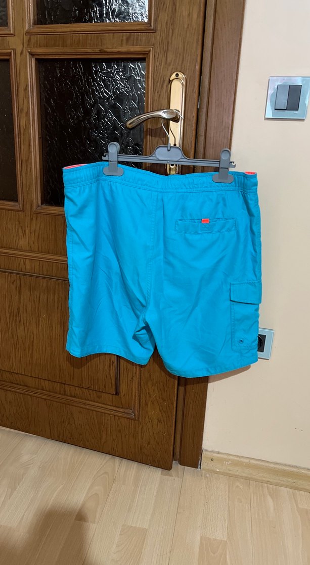 Beyaz Baskılı Mavi Erkek Mini Şort - Görsel 2