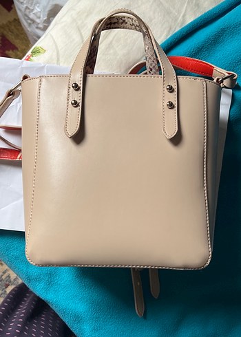 Minimalist bej Deri Kadın Çanta - Görsel 7