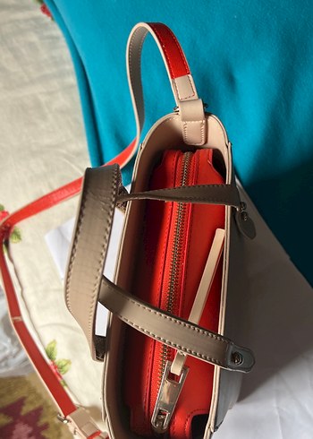 Minimalist bej Deri Kadın Çanta - Görsel 3