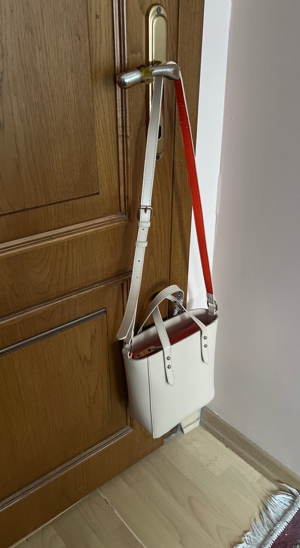 Minimalist bej Deri Kadın Çanta - Görsel 2