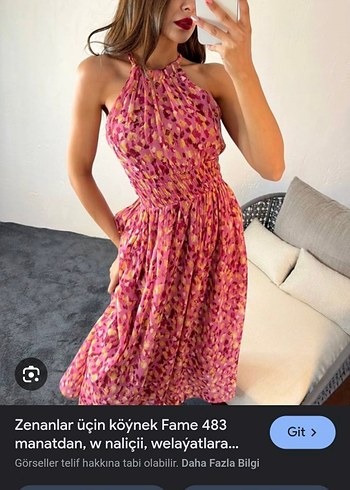 Pembe Bohem Midi Elbise