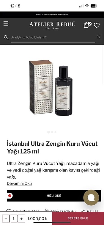 Atelier Rebul vücut yağı