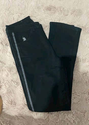 Us polo Siyah Fermuarlı Midi Kot Pantolon