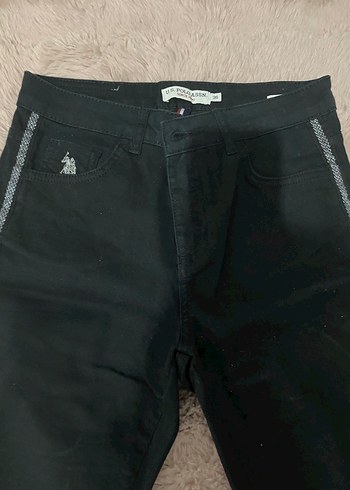U.S Polo Assn. Us polo Siyah Fermuarlı Midi Kot Pantolon